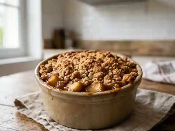 Gâteau crumble aux pommes et cannelle : dessert fondant et croustillant - Photo de présentation
