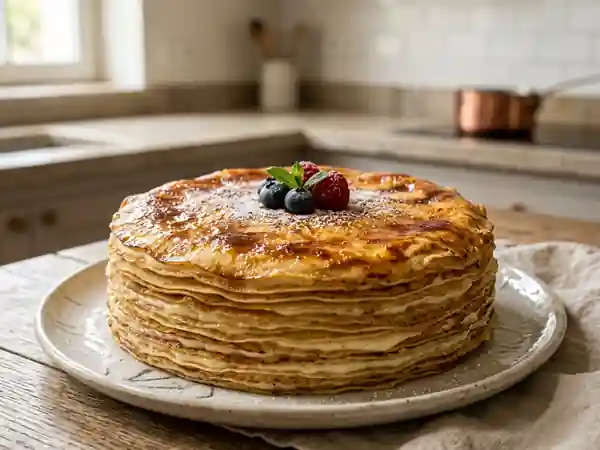 Mille-feuille de crêpes au fromage onctueux - Photo de présentation