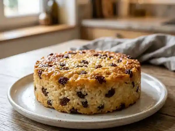 Gâteau de riz crémeux à la vanille et raisins - Photo de présentation