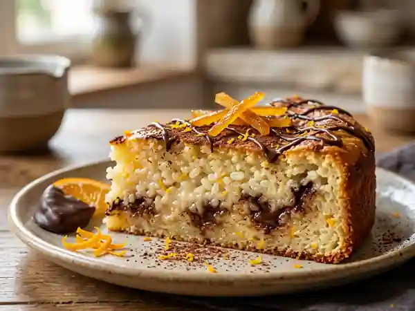Gâteau de riz crémeux orange et chocolat - Photo de présentation
