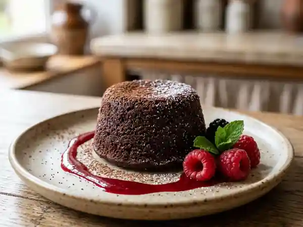 Gâteau de semoule au chocolat fondant pour une personne - Photo de présentation