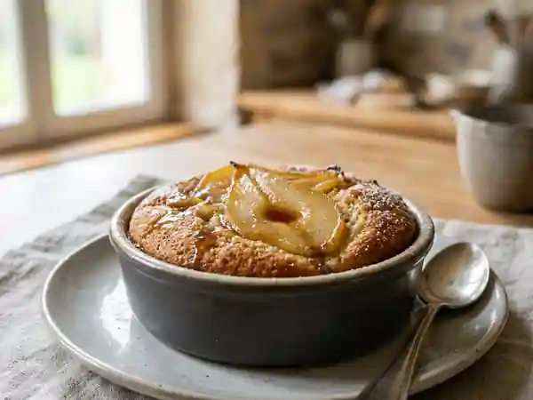 Gâteau de semoule onctueux aux poires fondantes - Photo de présentation