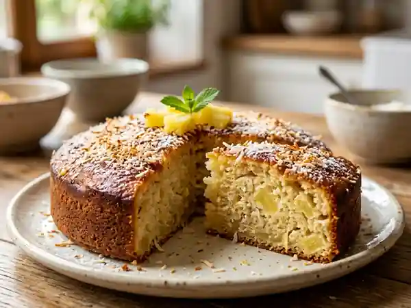 Gâteau des îles moelleux à la noix de coco et ananas - Photo de présentation