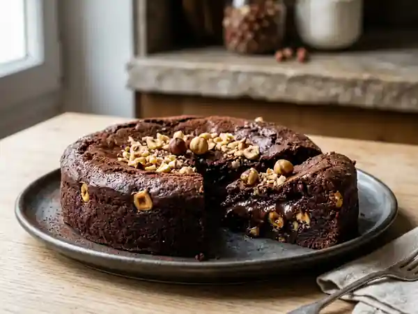 Gâteau fondant au chocolat et noisettes : recette gourmande et facile - Photo de présentation