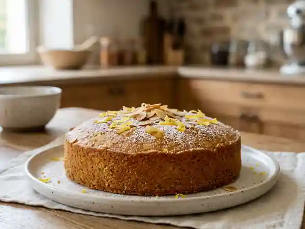 Gâteau fondant citron et amandes douces - Photo de présentation