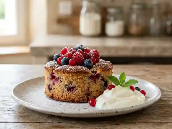 Gâteau frais léger aux fruits rouges - Photo de présentation