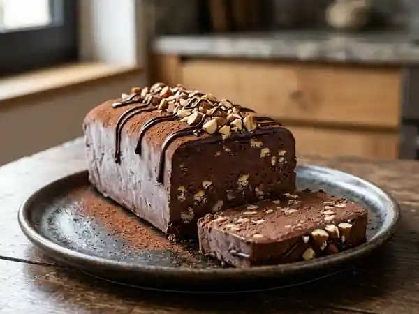 Gâteau glacé au chocolat et amandes : dessert frais et gourmand - Photo de présentation