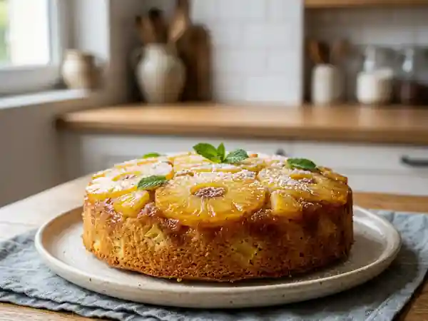 Gâteau hawaïen fondant à l'ananas frais - Photo de présentation
