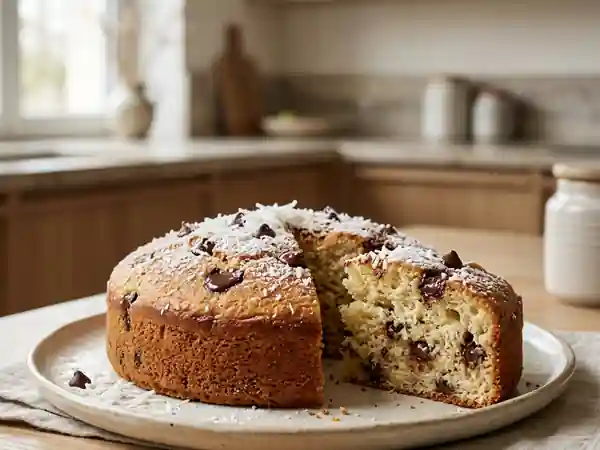 Moelleux coco et pépites de chocolat fondant - Photo de présentation