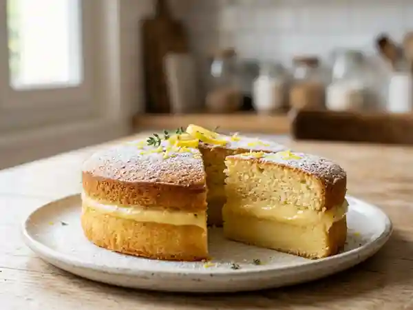 Gâteau magique au citron facile et fondant pour une personne - Photo de présentation
