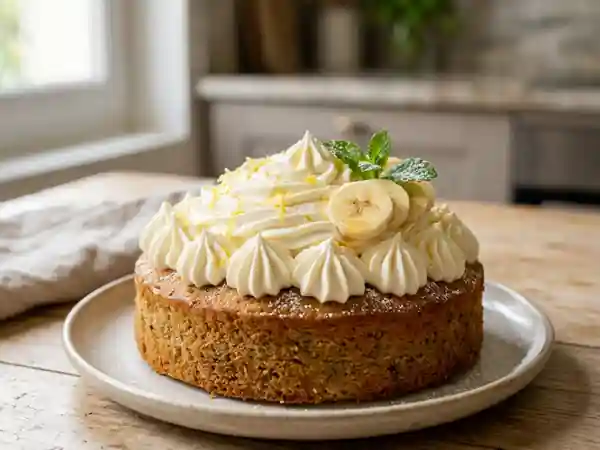 Gâteau moelleux à la banane et chantilly maison - Photo de présentation