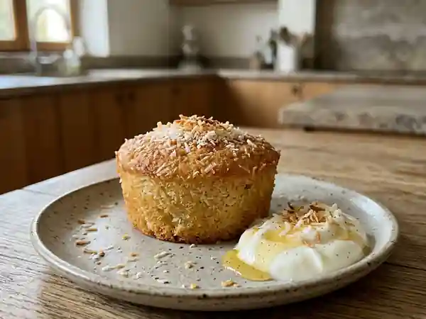 Gâteau moelleux à la noix de coco pour une personne - Photo de présentation