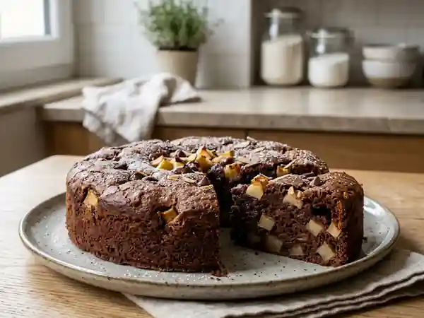 Gâteau moelleux au chocolat et pommes fondantes : recette facile et gourmande - Photo de présentation