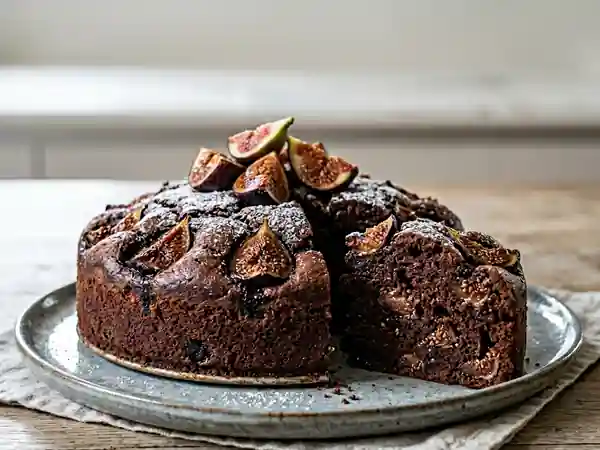 Gâteau Fondant Chocolat Noir et Figues Fraîches - Photo de présentation