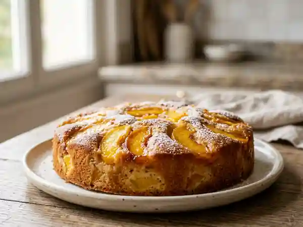 Gâteau Moelleux aux Pêches et Lait Vanillé - Photo de présentation