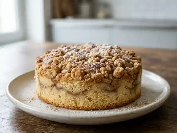 Gâteau moelleux au streusel, fromage blanc et compote de pommes - Photo de présentation
