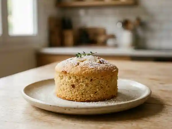 Gâteau moelleux au sucre express au micro-ondes pour une personne - Photo de présentation