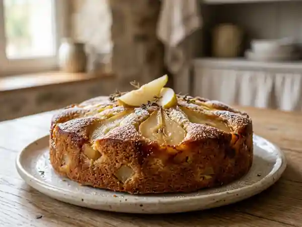 Gâteau yaourt et poires fondantes - Photo de présentation