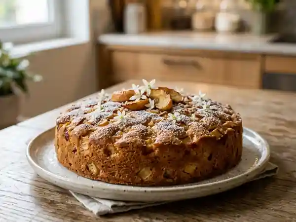 Gâteau moelleux pommes et fleur d'oranger - Photo de présentation