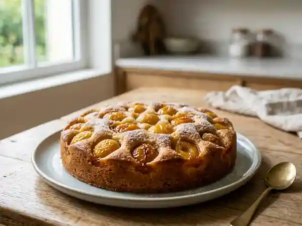 Gâteau moelleux aux mirabelles et fromage blanc - Photo de présentation