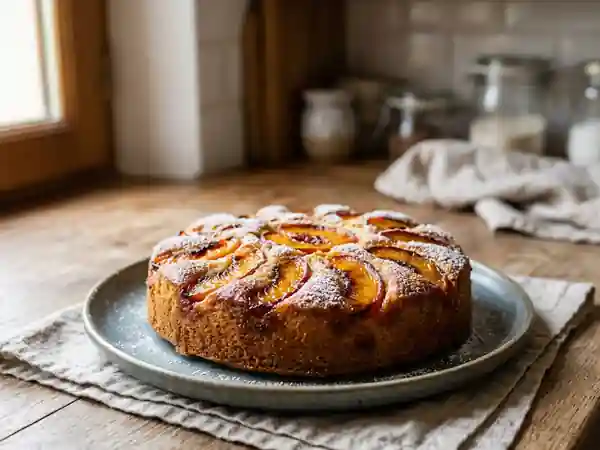 Gâteau moelleux aux pêches fraîches de Valérie - Photo de présentation