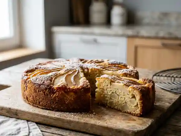 Gâteau aux poires 5-4-3-2-1 fondant et vanillé - Photo de présentation