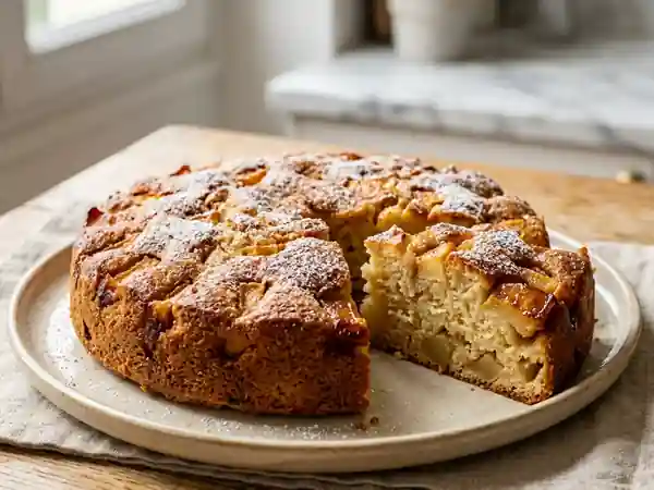 Gâteau moelleux aux pommes cuit à la poêle : recette rapide et gourmande - Photo de présentation