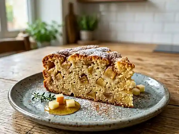Gâteau moelleux aux pommes et fromage blanc facile - Photo de présentation