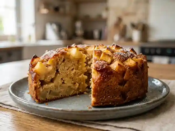 Gâteau moelleux aux pommes et poires caramélisées - Photo de présentation