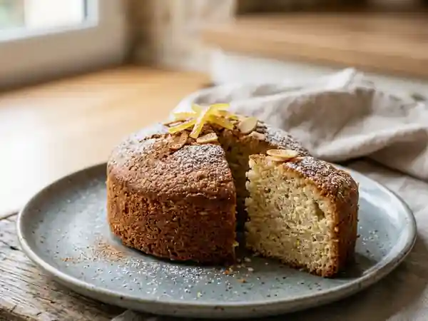 Gâteau moelleux aux quatre parfums : vanille, citron, amande et cannelle - Photo de présentation