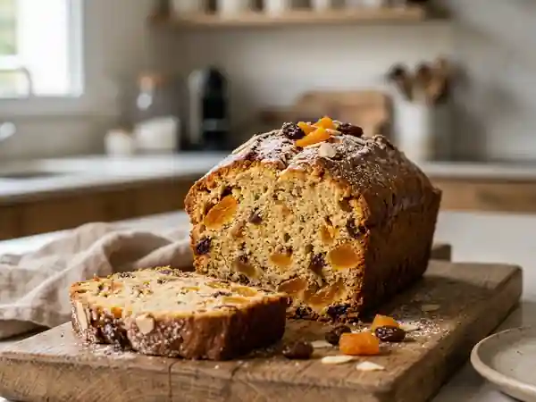 Gâteau moelleux aux raisins et abricots secs - Photo de présentation