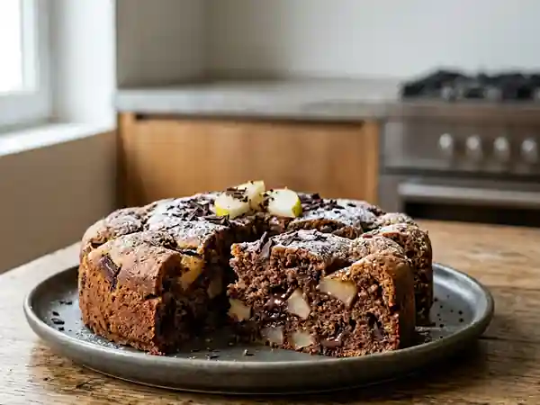 Gâteau moelleux poire et chocolat : dessert gourmand et facile - Photo de présentation