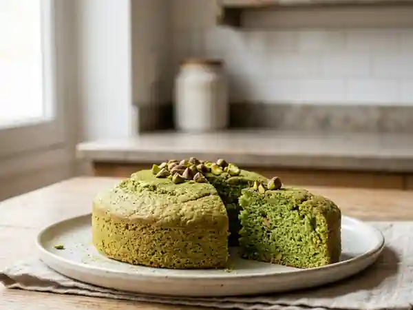 Moelleux intense au thé matcha et pistache - Photo de présentation