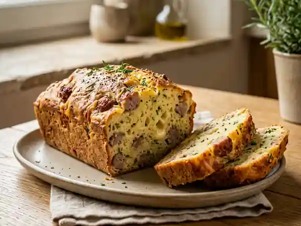 Cake aux saucisses doré et fondant - Photo de présentation