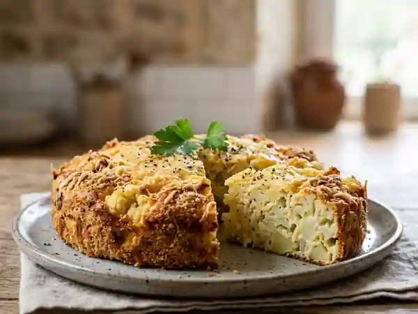 Gâteau savoureux de chou-fleur et pomme de terre - Photo de présentation