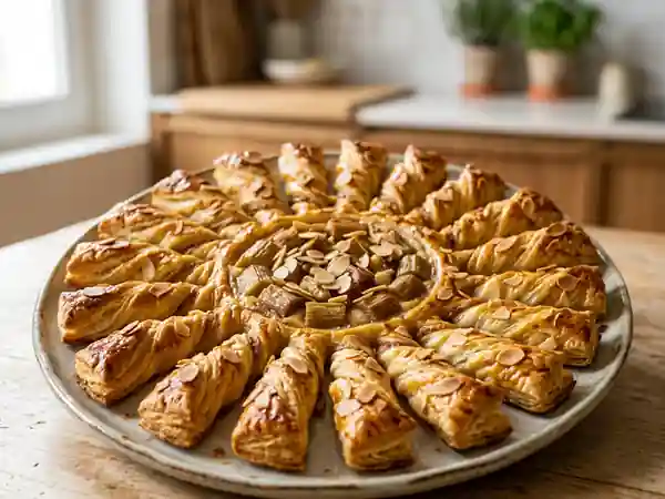 Soleil feuilleté à la rhubarbe et amandes - Photo de présentation