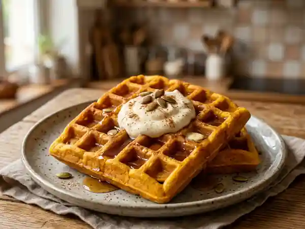 Gaufres moelleuses au potiron : recette facile et gourmande - Photo de présentation