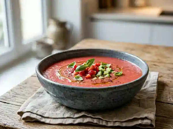 Gazpacho Fraises et Basilic : Soupe Fraîche et Fruité pour l'Été - Photo de présentation