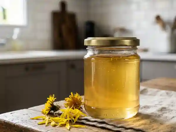 Gelée de pissenlits dorée et florale - Photo de présentation