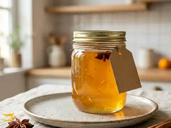 Gelée de vin blanc translucide aux épices douces - Photo de présentation