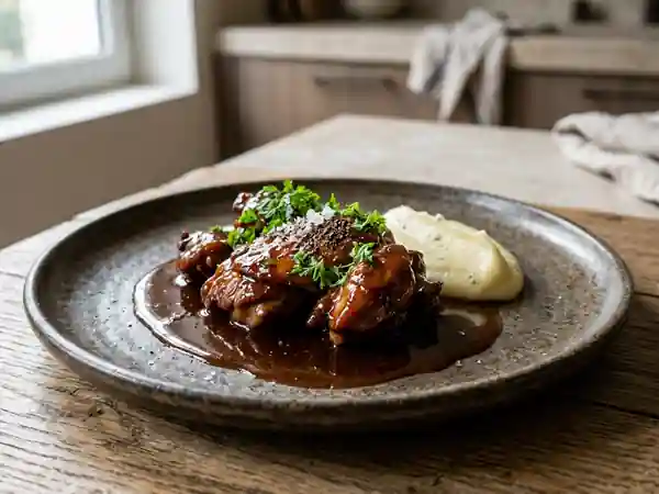Gencives de lapin fondantes au caramel onctueux - Photo de présentation