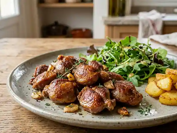 Gésiers confits de canard à la poêle, recette traditionnelle et savoureuse - Photo de présentation