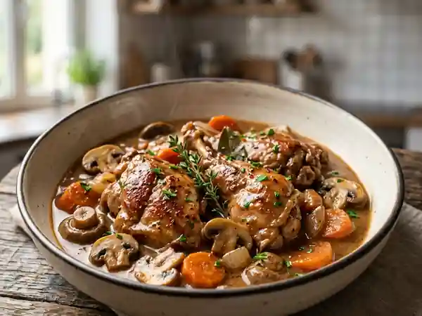 Gibelotte de lapin aux champignons : plat mijoté savoureux et traditionnel - Photo de présentation
