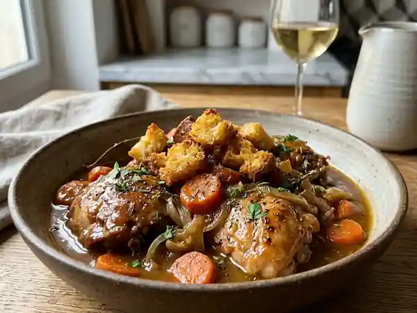 Gibelotte de lapin fondante et croûtons dorés - Photo de présentation