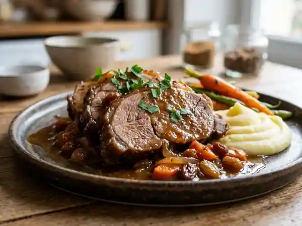 Gigot d'agneau confit au miel et raisins - Photo de présentation