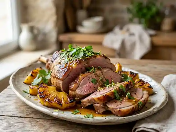 Gigot d'agneau fondant à l'ananas rôti - Photo de présentation