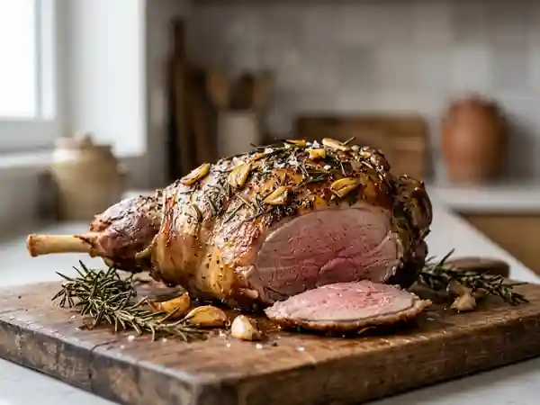 Gigot d'agneau fondant à l'ail et romarin - Photo de présentation