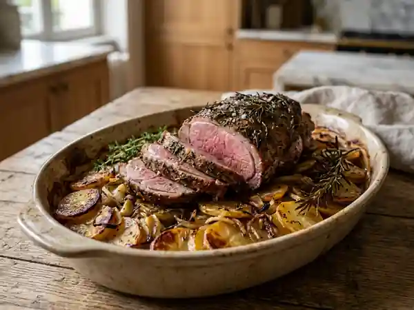 Gigot d'agneau et pommes boulangères fondantes - Photo de présentation