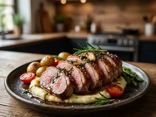 Gigot d'agneau sauté à l'ail et au romarin, recette savoureuse et facile - Photo de présentation