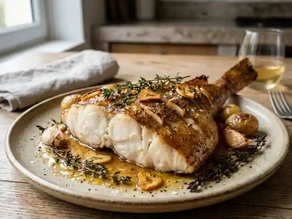 Gigot de lotte rôti à l'ail : recette savoureuse et facile - Photo de présentation